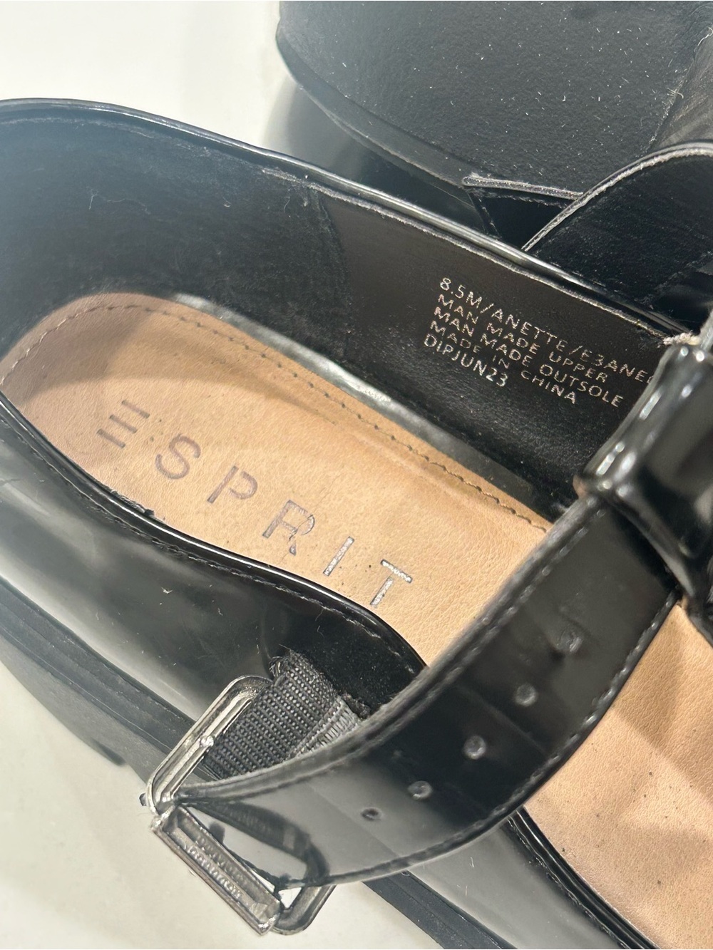 Esprit Goth Black Patent Mary Jane Clog with Buckle